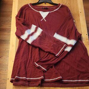 Varsity Striped Waffle knit Maroon Shirt